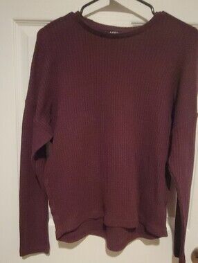 Express Waffle-Knit Crewneck Sweater - Burgundy